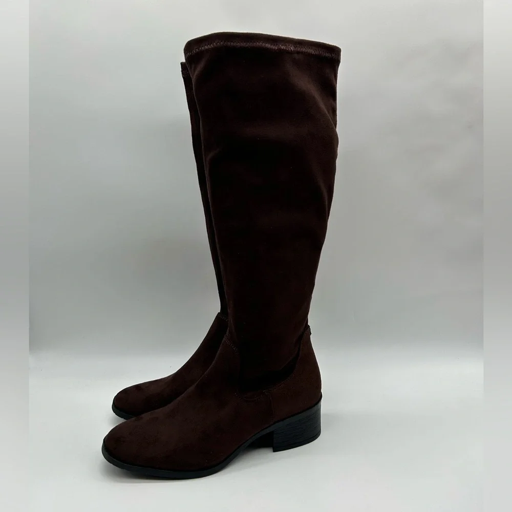 Kenneth Cole New York Stanford Brown Vegan Knee-High Boots Size 8 New With Box